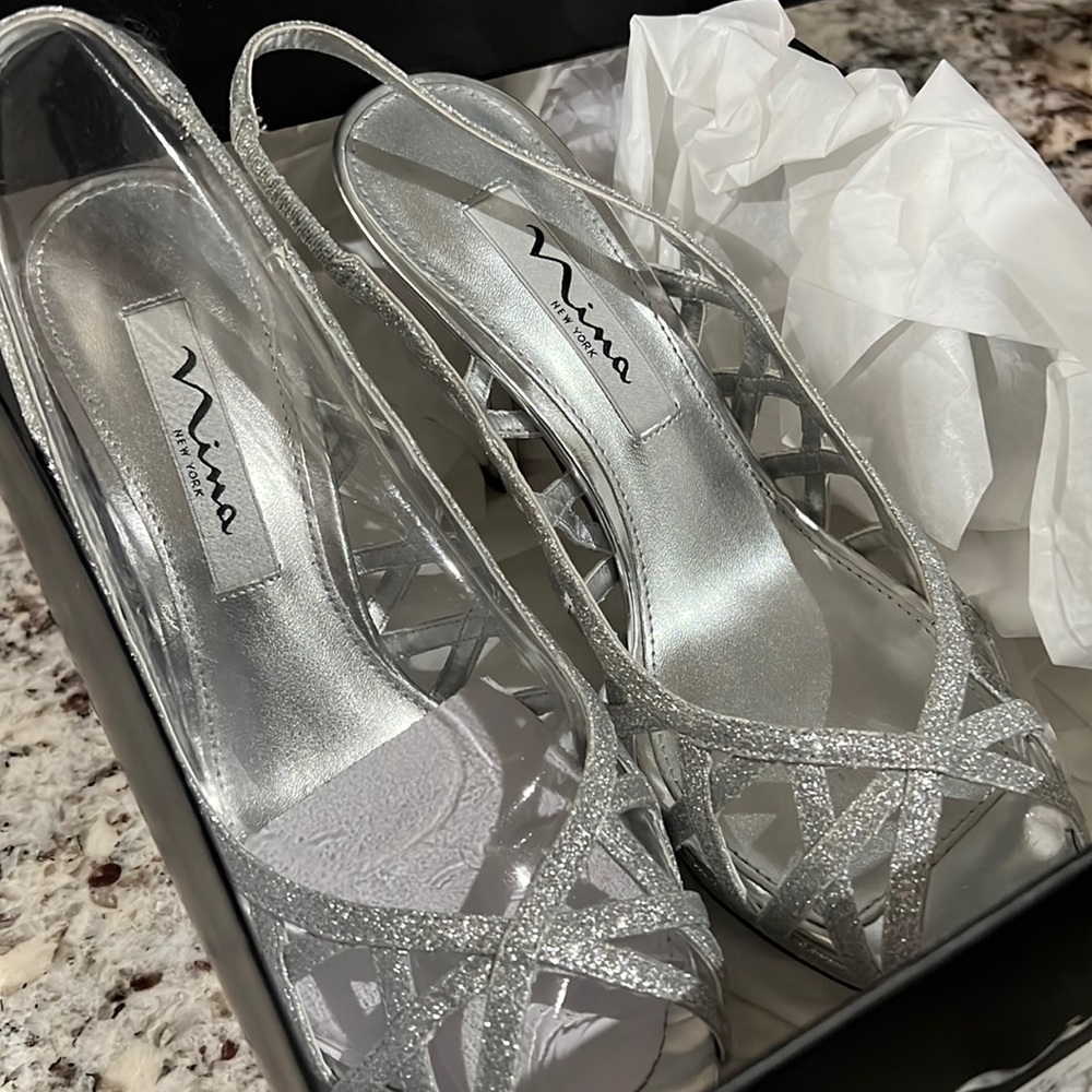 Nina silver ladies high heels